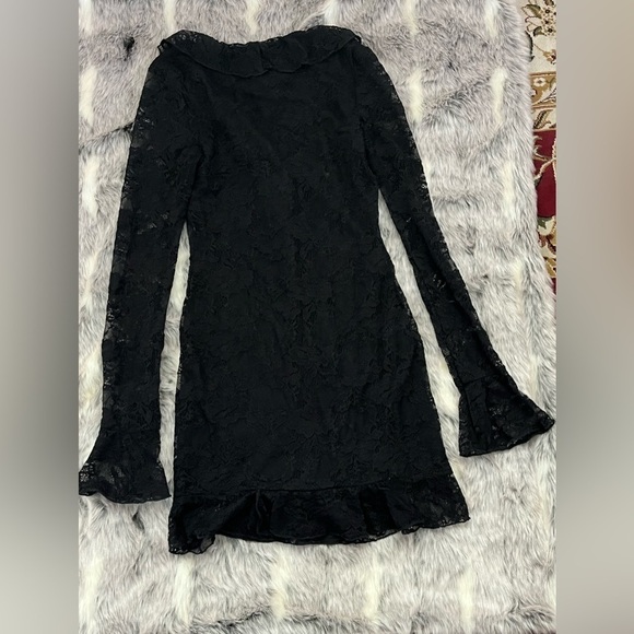 Princess Polly Braun Long Sleeve black lace  Mini Dress sz 4 - Picture 6 of 10
